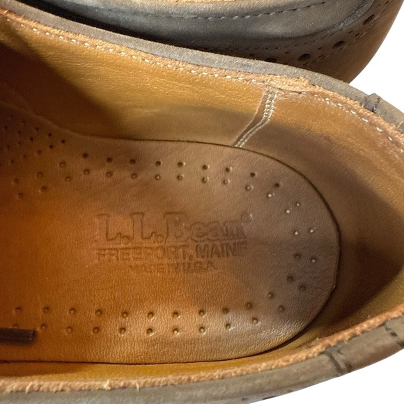 Vintage 90s L.L. Bean Suede Wingtip Oxford Shoes‎ 9B Vibram Sole Made in USA main image 10
